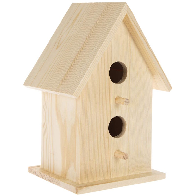 Hobby Lobby Woodpile Fun! DIY Paintable Two Hole Unfinished Wood Birdhouse for Kids and Adults. - Image 1